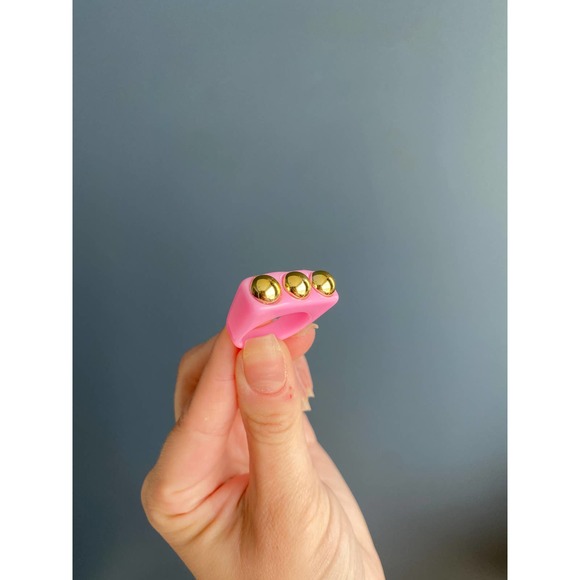y2k pink/gold square chunky bar ring, 8 - Picture 4 of 6